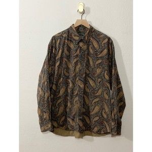 Dockers Cotton Paisley Collar Button Up Long Sleeve Men’s Extra Large Blue Red